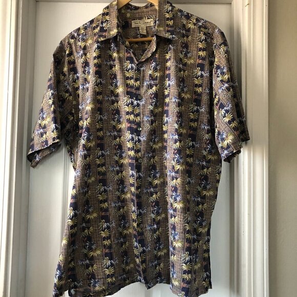 Tori Richard Cotton Lightweight Palm Tree Button Front Shirt sz L - Picture 2 of 4
